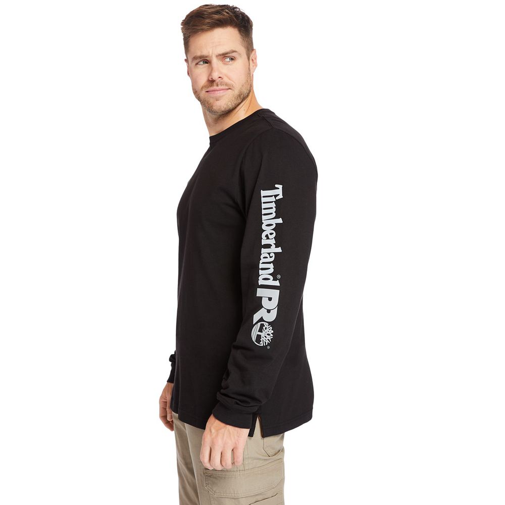 Timberland Mens T-Shirts PRO® Big & Tall Base Plate Long-Sleeve Wicking - Black - India TD3094728